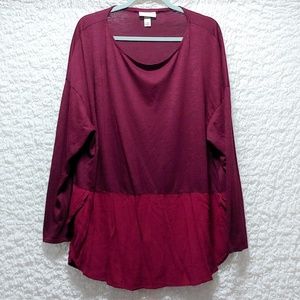 Blouse with different material on bottom